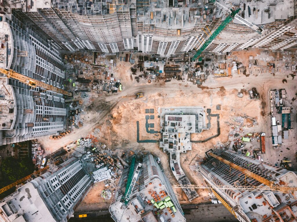 stort byggeprojekt for at illustrere konventionalbod